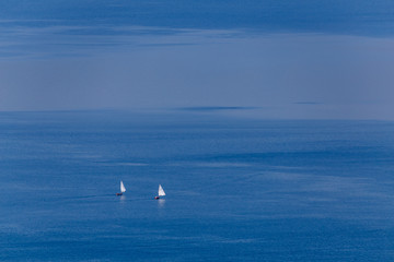 Fototapeta premium Boats on Bracciano lake in Lazio province, Italy