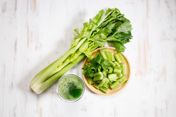 fresh celery and celery green juice