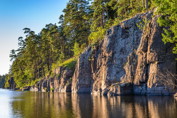Fototapeta premium Coastal cliffs of Valaam island.
