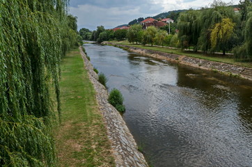 Fototapeta na wymiar Delchevo town, landscape bi bregalnica river, Macedonia