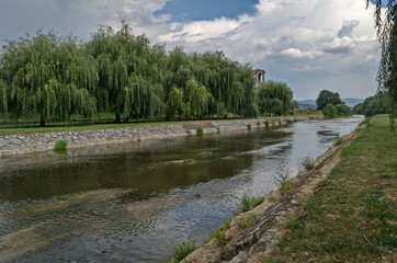 Fototapeta na wymiar Delchevo town, landscape bi bregalnica river, Macedonia