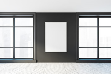 Mock up poster in empty gray room