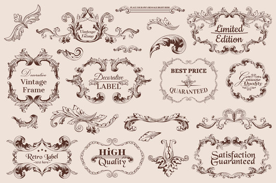 modern calligraphic creative modern vintage calligraphic design elements. Decorative swirls or scrolls, vintage elements, flourishes, labels and dividers,. Retro vector illustration