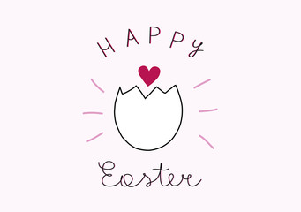 Pink Happy Easter greeting card with handwritten typefaces