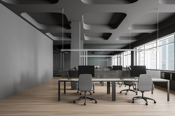 Gray open space office interior