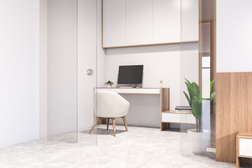 White minimalistic home office corner