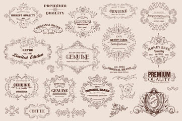 luxury modern creative modern vintage calligraphic design elements. Decorative swirls or scrolls, vintage elements, flourishes, labels and dividers,. Retro vector illustration