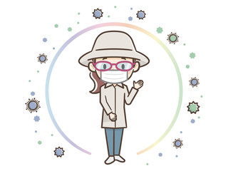 ウイルスをガードする女性
