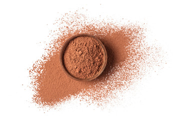 Cocoa powder in small wooden bowl