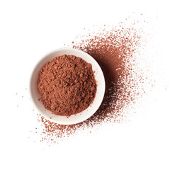 Cocoa powder in white bowl