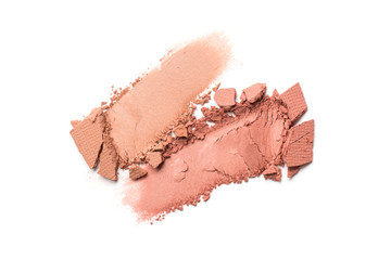 Smears of pink and beige eyeshadow