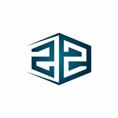 ZZ monogram logo with hexagon shape and negative space style ribbon design template