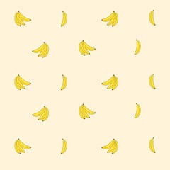 Cute summer theme seamless pattern with banana. Pretty and soft pastel colors. Pattern with different Trendy pastel colors. Vector illustration with plants