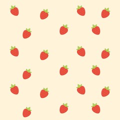 Cute summer theme seamless pattern with strawberry. Pretty and soft pastel colors. Pattern with different Trendy pastel colors. Vector illustration with plants