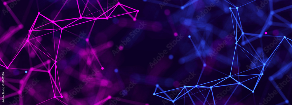 Poster Abstract connection dots. Technology background. Network connection structure. Plexus effect. 3d