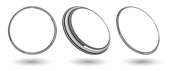 Speed lines in circles. EPS10 vector illustration. Round logo or icon. Design element or abstract geometric shape. Striped border frame