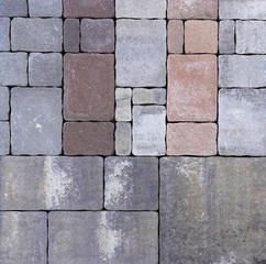 Concrete blocks for wall sidewalk or pavement different colors and shapes