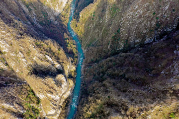 river and rocks from above