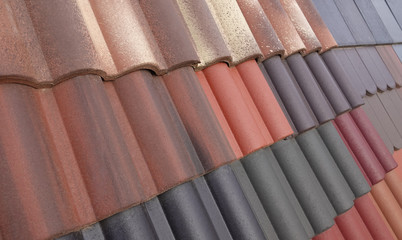 Clay roof tiles different covering variety of color shades 
