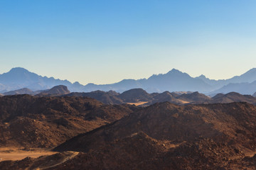 Naklejka na ściany i meble View of Arabian desert and mountain range Red Sea Hills in Egypt