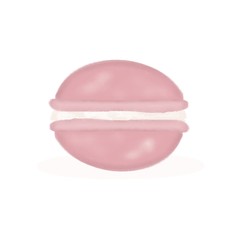 cute pink hand painted macaron isolated on white background