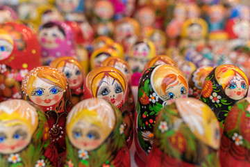 Fototapeta na wymiar Russian nesting dolls close-up. Russian folk art
