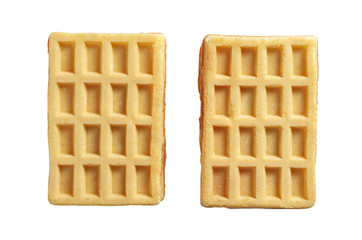 Waffles on a white