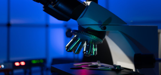 microbiological laboratory microscope in laboratory interior