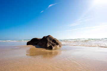 Obraz na płótnie Canvas Sandy beach and calm sea in the Canary Islands
