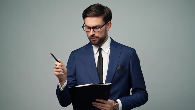 full hd video of young handsome stylish businessman - 4x slow motion