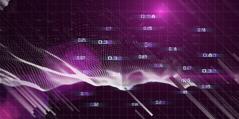 Abstract futuristic concept of analysis chaotic data  flow.  Quantum virtual cryptography. Business visualization of artificial intelligence.