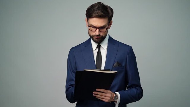 full hd video of young handsome stylish businessman - 4x slow motion