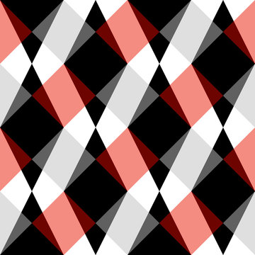 diagonal checkered red, black and white background seamless pattern © Liubov