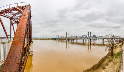 View from the Big Four bridge to Abraham Lincoln Bridge in Louisville during daytime