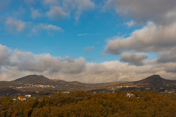 Autumnal landscape of Molise seen from Isernia, capital of the homonymous province of Molise, a...