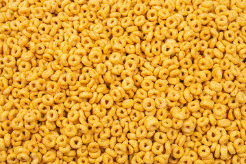 Corn-flakes background and texture. Top view.