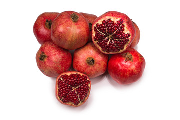 Sweet pomegranate isolated on white background.