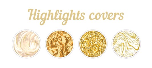 Highlights cover big set, Minimal marble texture background collection, story layout, gold frame template, vector badge for shop in social media, luxury design large collection