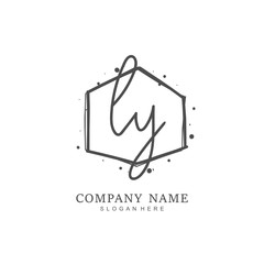 Handwritten initial letter L Y LY for identity and logo. Vector logo template with handwriting and signature style.