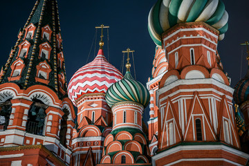 Moscow, Russia. Domes of St. Basil’s Cathedral at night. - 316513541