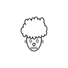 clown shaped vector icon with sad face