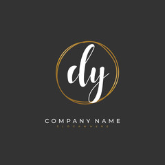 Fototapeta na wymiar Handwritten initial letter D Y DY for identity and logo. Vector logo template with handwriting and signature style.