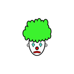 clown shaped vector icon with sad face