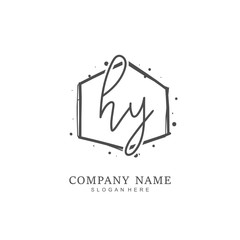 Handwritten initial letter H Y HY for identity and logo. Vector logo template with handwriting and signature style.