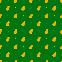 yellow pear on green background. pattern. vector illustration