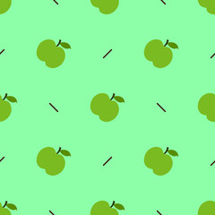 apple on green background. pattern. vector illustration