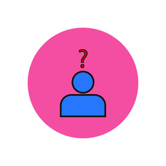 person shaped vector icon with question mark