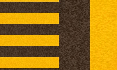 Genuine Leather. Two colors. Brown and yellow. Leather texture material.