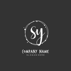 Handwritten initial letter S Y SY for identity and logo. Vector logo template with handwriting and signature style.