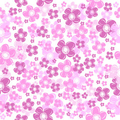 Fototapeta na wymiar The seamless background is beautiful graphic pink flowers. Vector